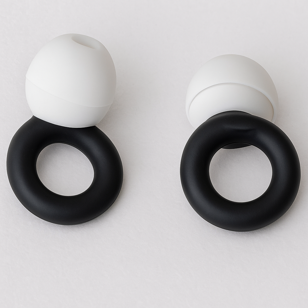 EarCircles Måneskin - Stille Støjreducerende Silikone Sove Ørepropper – Hvid/Sort – Særligt god Insomni, hypersomni, søvnforstyrrelser og drømme - SleepDeep ørepropper