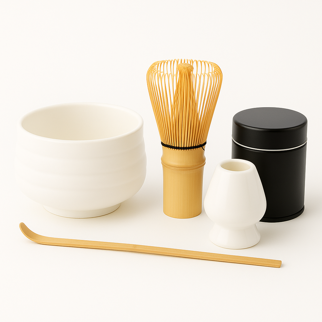 matcha-startsaet-bambuspisk-bambusske-keramiskpiskholder-matchaskaal-hvid