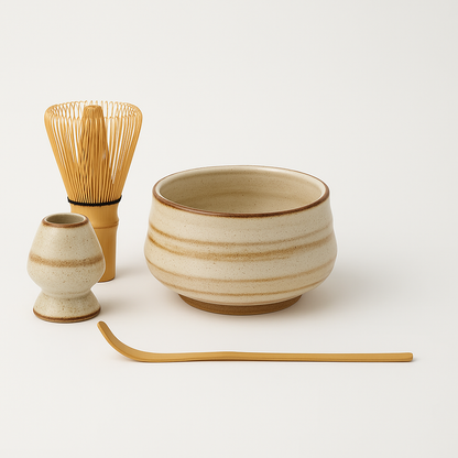 Matcha Startsæt  -  Matcha te Startkit | Matchate, Matchaskål, Bambuspiskeris, Piskholder, Bambusske, Matcha sigte
