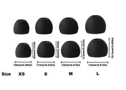 Ekstra Ear Tips i 4 størrelser - Stille hoveder - Hvid/ Sort - 8 STK til Silikone EarCircles  sunderesøvn.dk