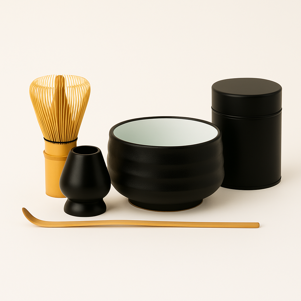 Matcha Startsæt  -  Matcha te Startkit | Matchate, Matchaskål, Bambuspiskeris, Piskholder, Bambusske, Matcha sigte