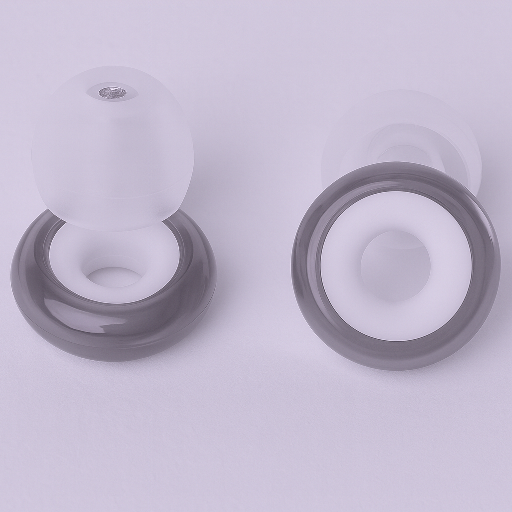 EarCircles Social Engage Plus - Smokey Clear Transparant- Fokuseret kontor og arbejdsbrug | Dusk Lydreduktion - Røget ørepropper  - Særligt god til  koncentration og dyb fokus.