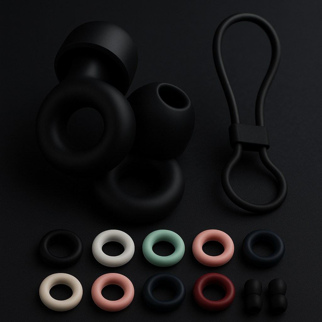 4-i-1 EarCircles startsæt - EarCircles + strap + innerCircles + ekstra hoveder | Få den stærkeste stille silikone støjreducerende ørepropper sammensætning | Gratis fragt