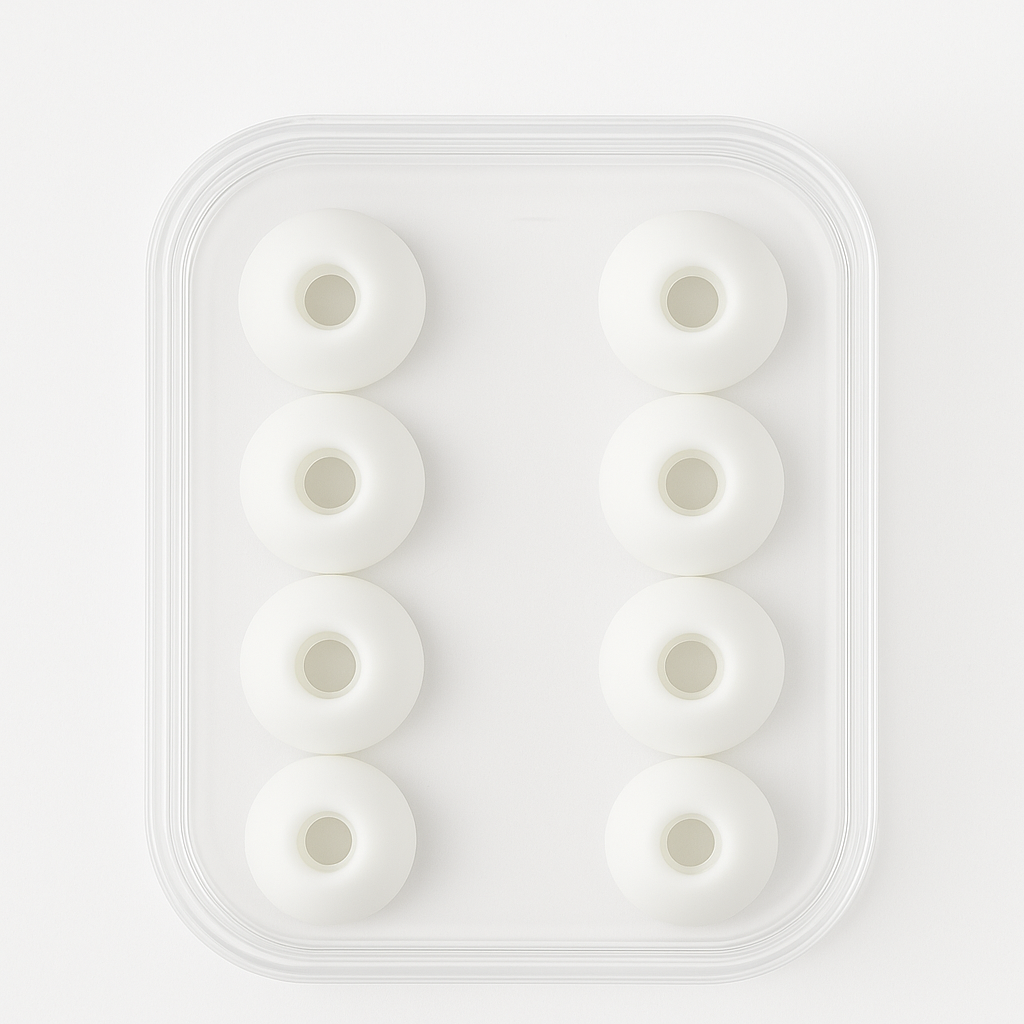 Ekstra Ear Tips - Stille hoveder - Hvid/ Sort - 8 STK til Silikone EarCircles
