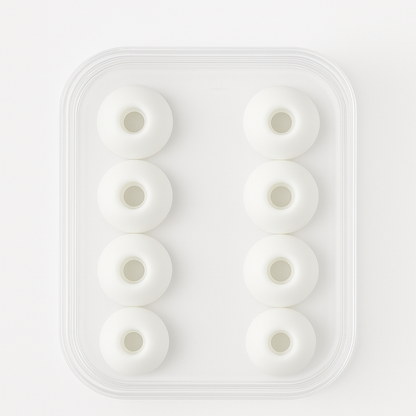 Ekstra Ear Tips - Stille hoveder - Hvid/ Sort - 8 STK til Silikone EarCircles