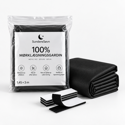*NYHED* 100% Blackout Mørklægningsgardin - 1,45 × 3 m – Mobilt, Klip-Selv, Selvklæbende & Uden Boring