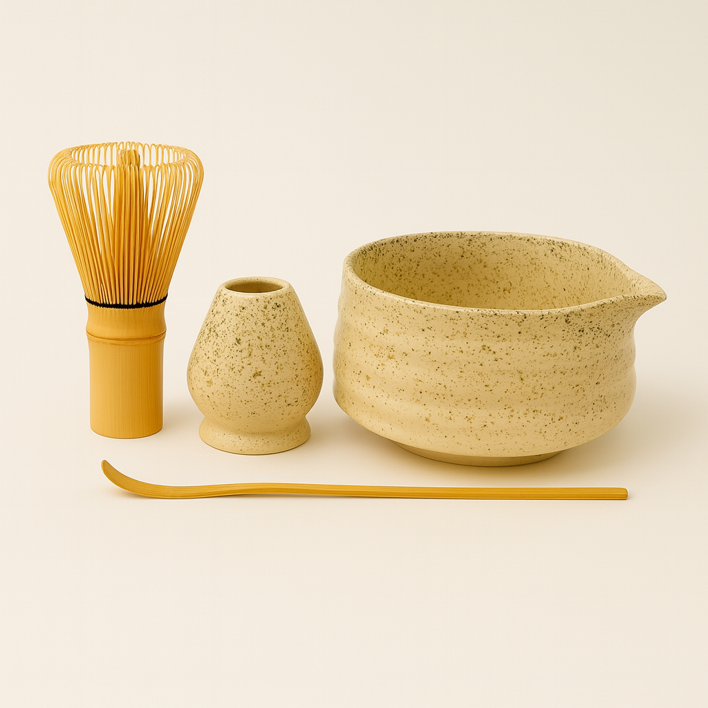 Matcha Startsæt  -  Matcha te Startkit | Matcha sæt - Matchate, Matchaskål, Bambuspiskeris, Piskholder, Bambusske, Matcha sigte
