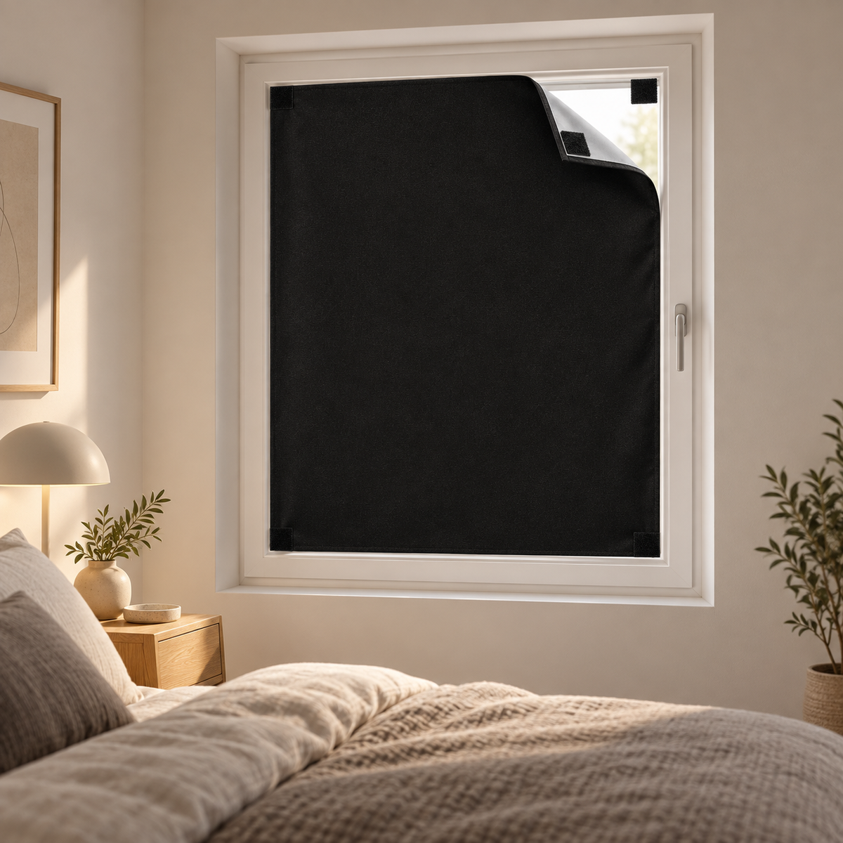 *NYHED* 100% Blackout Mørklægningsgardin - 1,45 × 3 m – Mobilt, Klip-Selv, Selvklæbende & Uden Boring