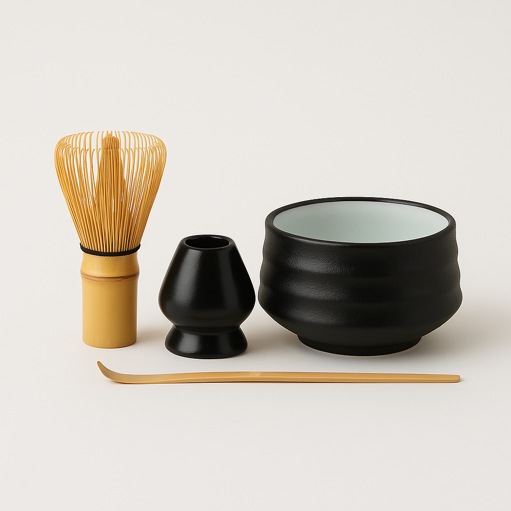 Matcha Startsæt  -  Matcha te Startkit | Matchate, Matchaskål, Bambuspiskeris, Piskholder, Bambusske, Matcha sigte