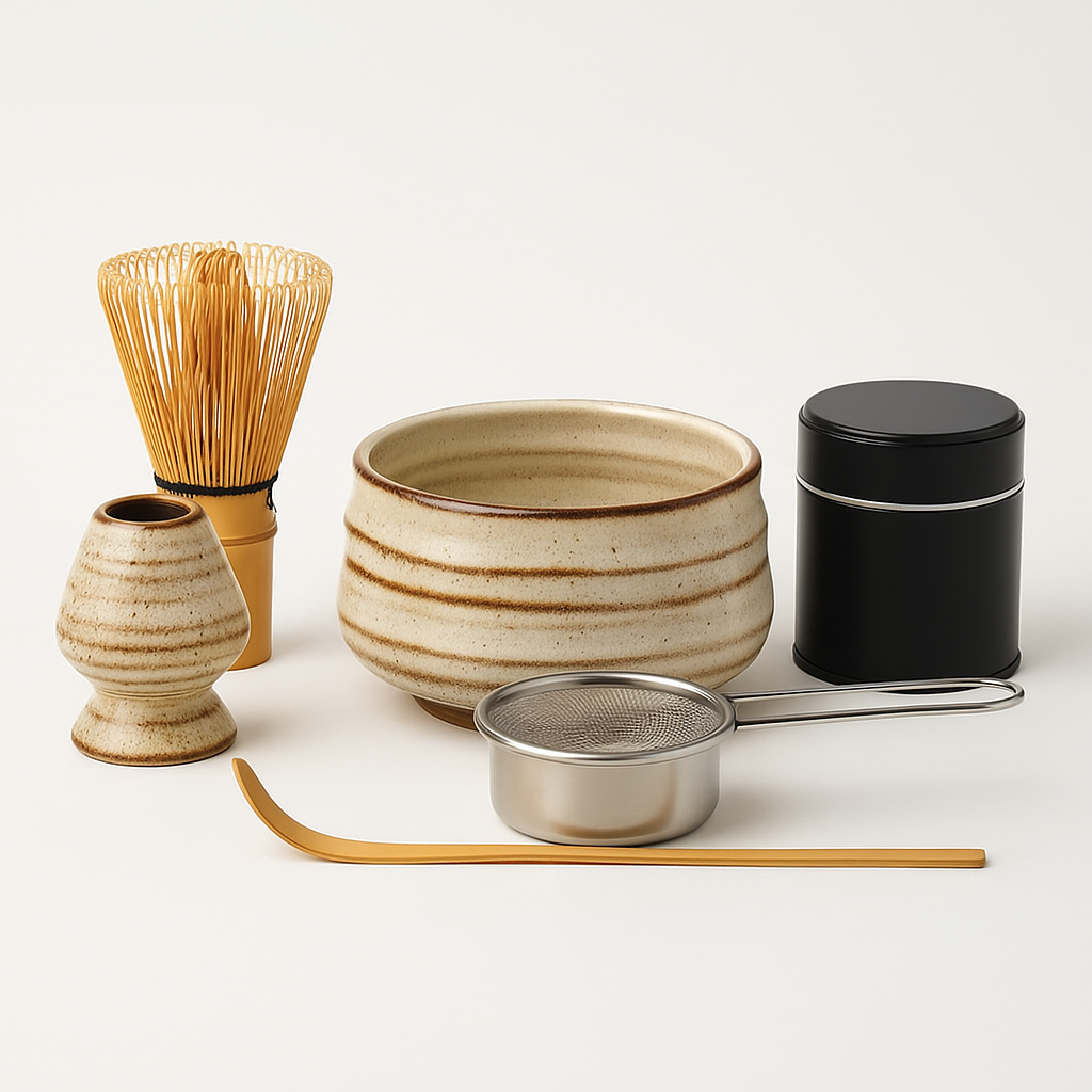 Matcha Startsæt  -  Matcha te Startkit | Matchate, Matchaskål, Bambuspiskeris, Piskholder, Bambusske, Matcha sigte